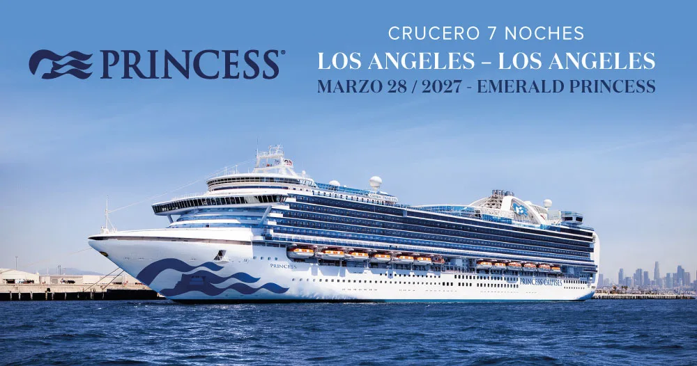 Emerald Princess de Princess Cruises en un crucero de 7 noches con salida y regreso a Los Ángeles el 28 de marzo de 2027.