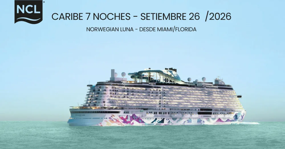 Crucero Norwegian Luna navegando por el Caribe, viaje de 7 noches desde Miami con Norwegian Cruise Line en setiembre de 2026.