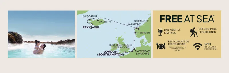 Norwegian Prima - Londres a Reikiavik (Junio 6 de 2027)-Mapa