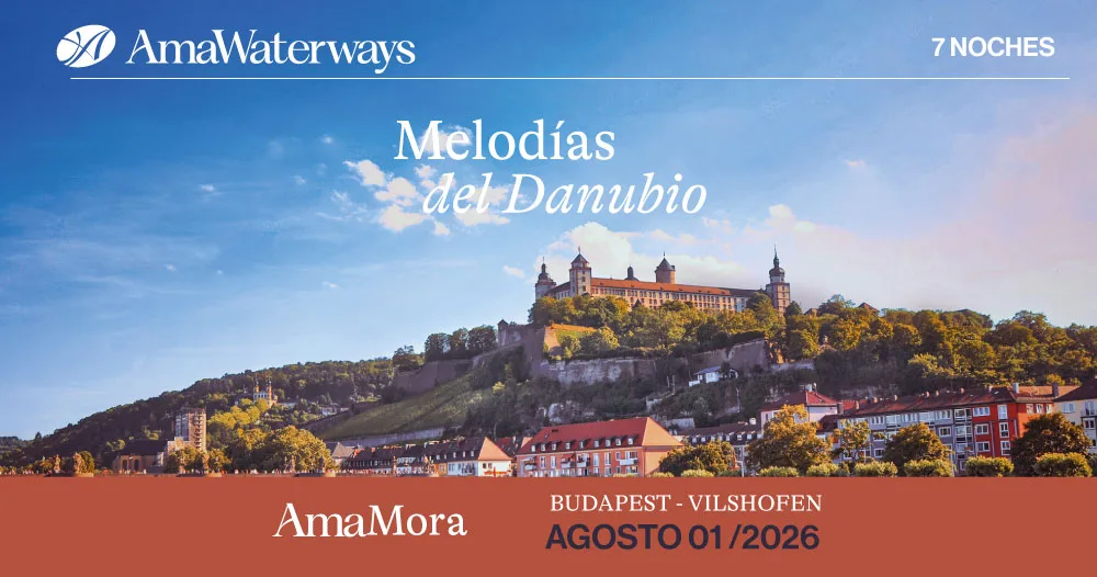 Navega el Danubio en 7 noches a bordo del AmaMora y descubre ciudades encantadoras entre Budapest y Vilshofen.