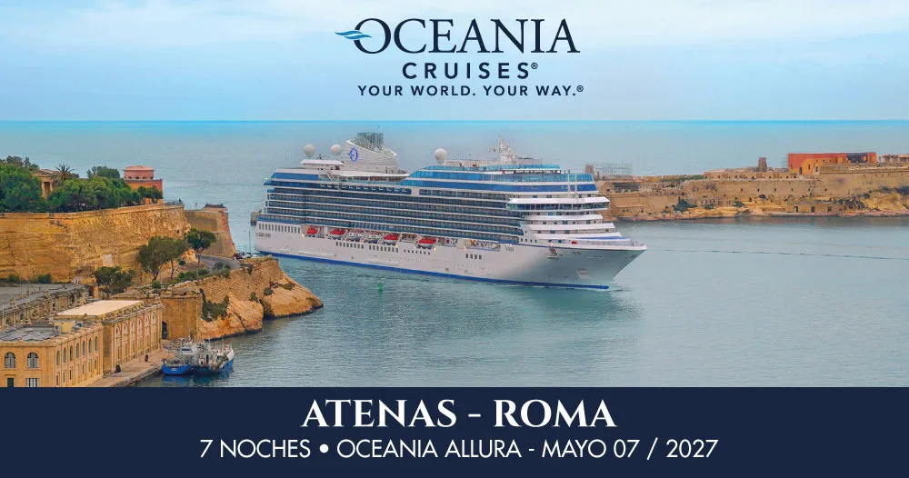 Descubre el Mediterráneo con Oceania Cruises a bordo del nuevo Oceania Allura™. Disfruta un exclusivo crucero de 7 noches desde Atenas hasta Roma, combinando destinos históricos, gastronomía de clase mundial y el confort de un barco de última generación.