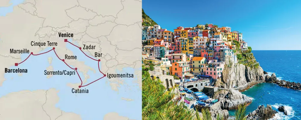 Oceania Sirena - Barcelona a Venecia (Junio 21 de 2027)-Mapa
