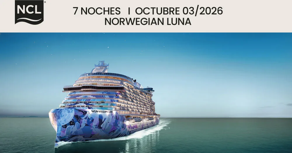 Norwegian Luna de Norwegian Cruise Line navegando por el Caribe durante un crucero de 7 noches con salida el 3 de octubre de 2026.